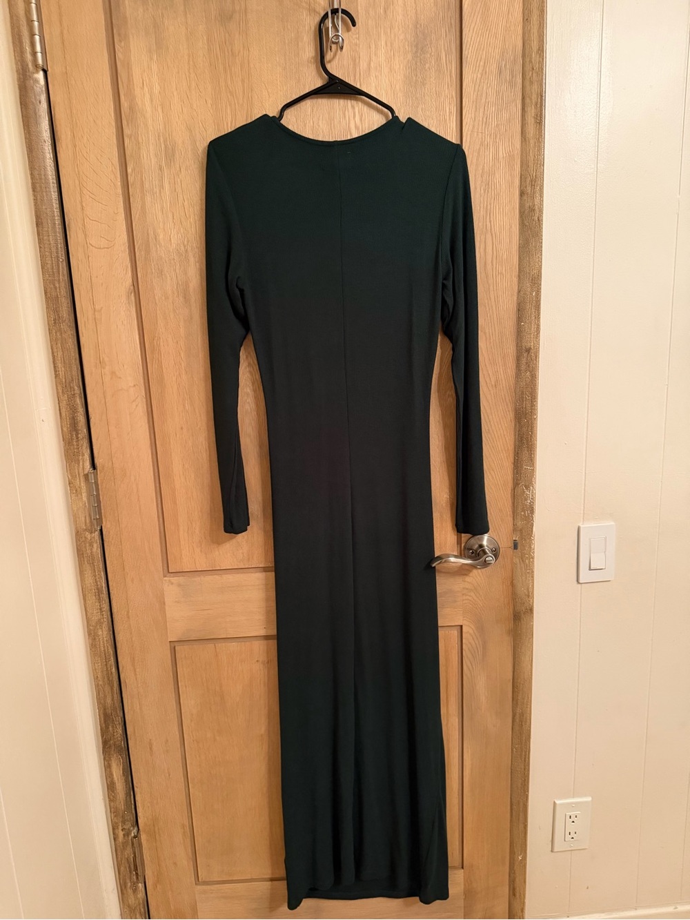 Everlane Long Sleeve Ruched Maxi Dress - Dark Green - Picture 5 of 7